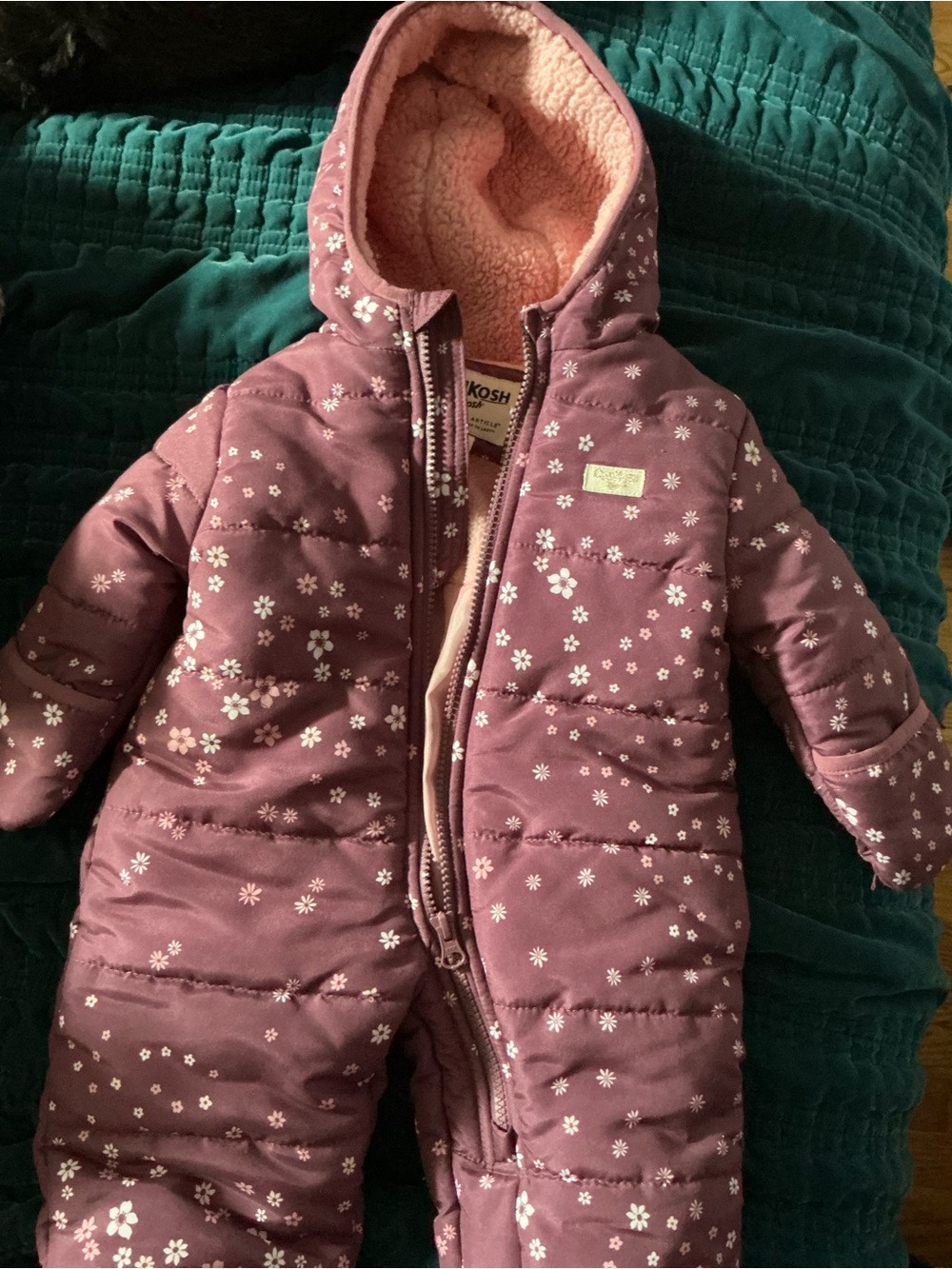 OshKosh B'gosh Mauve Floral Puffer Snowsuit
